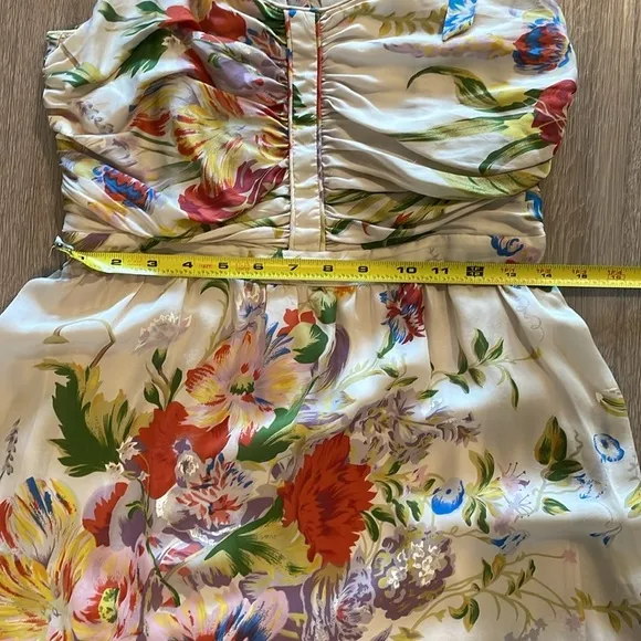 Leifsdottir Anthropologie Women's 100% Silk Midi Dress Size 6 Floral Bohemian