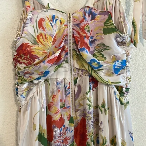 Leifsdottir Anthropologie Women's 100% Silk Midi Dress Size 6 Floral Bohemian