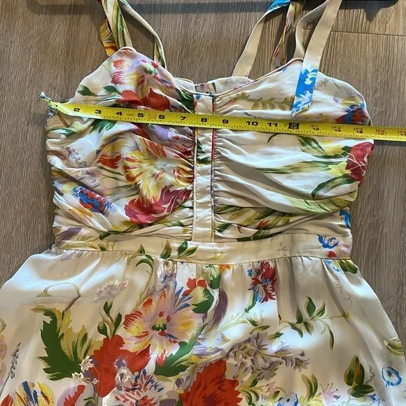 Leifsdottir Anthropologie Women's 100% Silk Midi Dress Size 6 Floral Bohemian