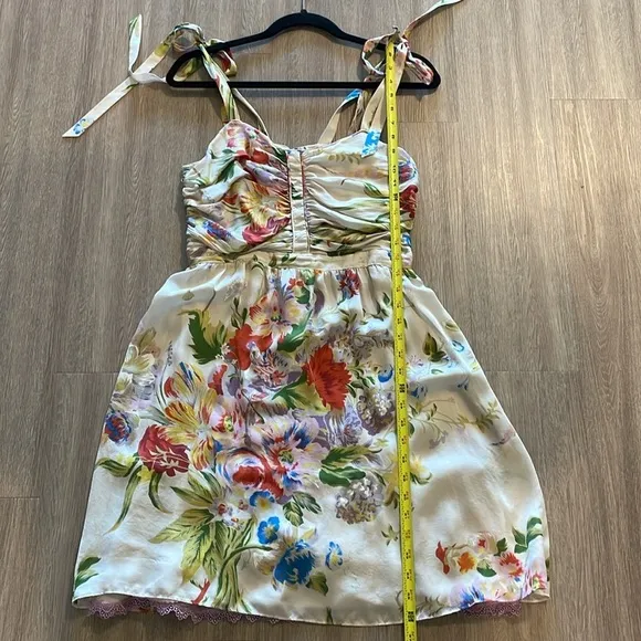 Leifsdottir Anthropologie Women's 100% Silk Midi Dress Size 6 Floral Bohemian