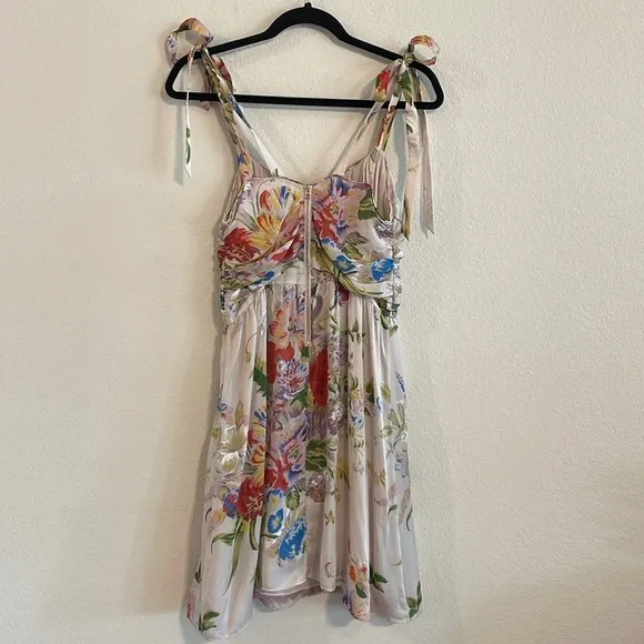 Leifsdottir Anthropologie Women's 100% Silk Midi Dress Size 6 Floral Bohemian