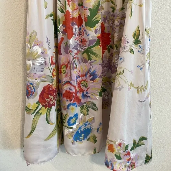 Leifsdottir Anthropologie Women's 100% Silk Midi Dress Size 6 Floral Bohemian