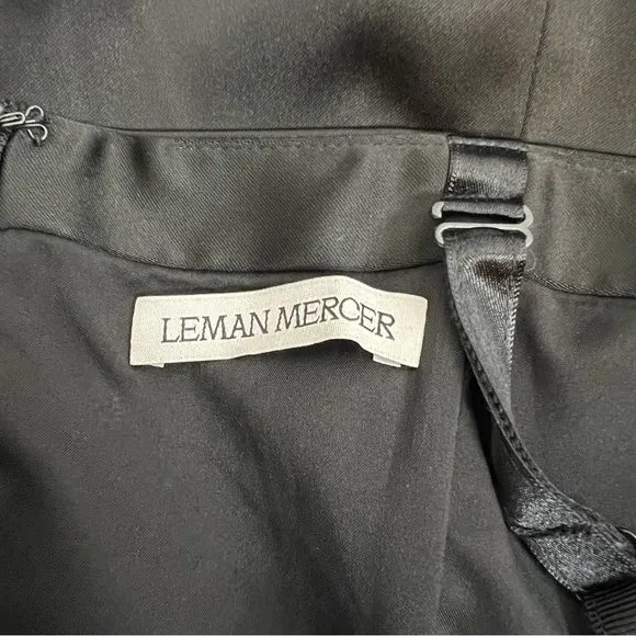 Leman Mercer Black Satin Mila Dress. Size XS.