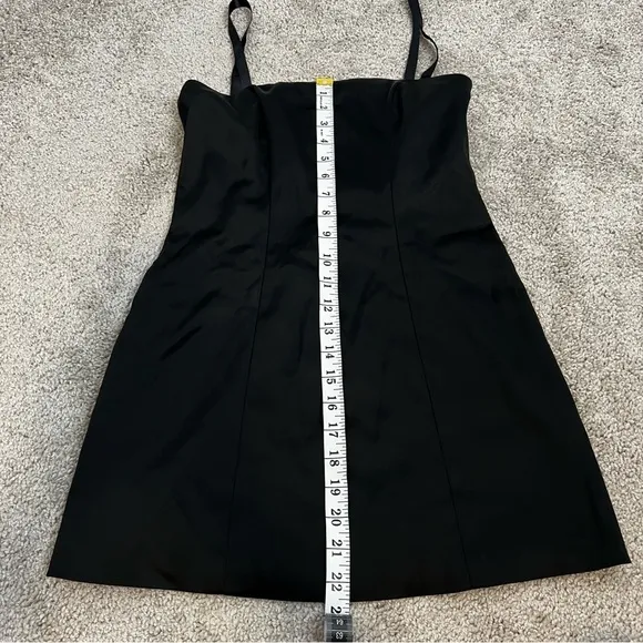 Leman Mercer Black Satin Mila Dress. Size XS.