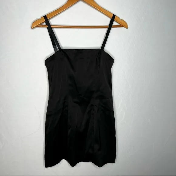 Leman Mercer Black Satin Mila Dress. Size XS.