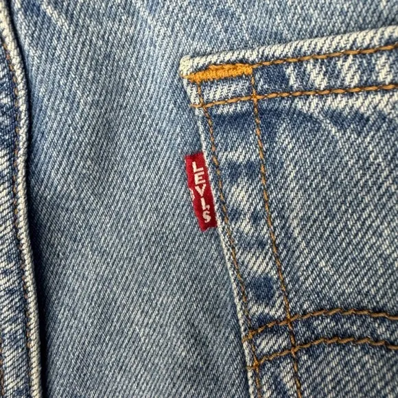 Levi's PREMIUM &quot;RIBCAGE‎ STRAIGHT&quot; Ankle Button Fly BIG E Light Blue Jeans 32x27