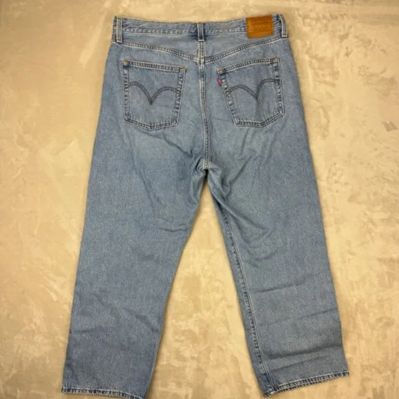 Levi's PREMIUM &quot;RIBCAGE‎ STRAIGHT&quot; Ankle Button Fly BIG E Light Blue Jeans 32x27