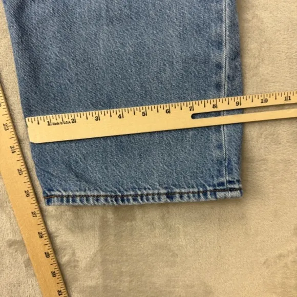 Levi's PREMIUM &quot;RIBCAGE‎ STRAIGHT&quot; Ankle Button Fly BIG E Light Blue Jeans 32x27