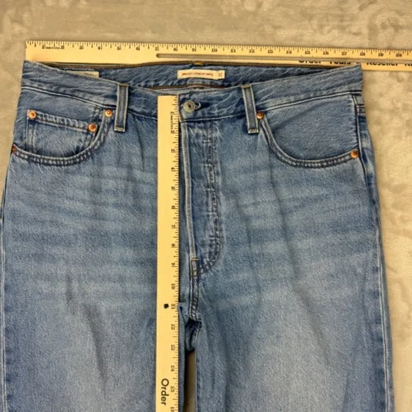 Levi's PREMIUM &quot;RIBCAGE‎ STRAIGHT&quot; Ankle Button Fly BIG E Light Blue Jeans 32x27