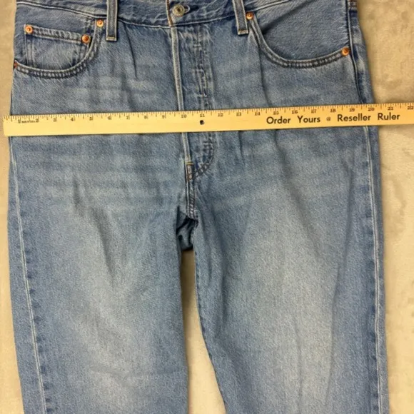 Levi's PREMIUM &quot;RIBCAGE‎ STRAIGHT&quot; Ankle Button Fly BIG E Light Blue Jeans 32x27