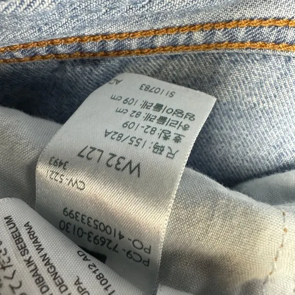 Levi's PREMIUM &quot;RIBCAGE‎ STRAIGHT&quot; Ankle Button Fly BIG E Light Blue Jeans 32x27