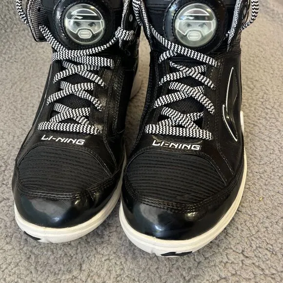Li-Ning Basketball Shoes Mens  10.5 Athletic Black White Sneakers