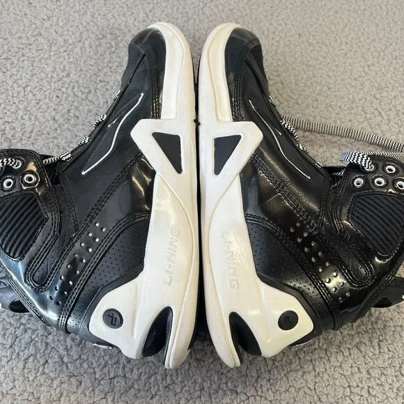 Li-Ning Basketball Shoes Mens  10.5 Athletic Black White Sneakers