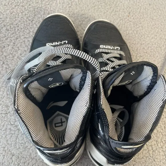 Li-Ning Basketball Shoes Mens  10.5 Athletic Black White Sneakers
