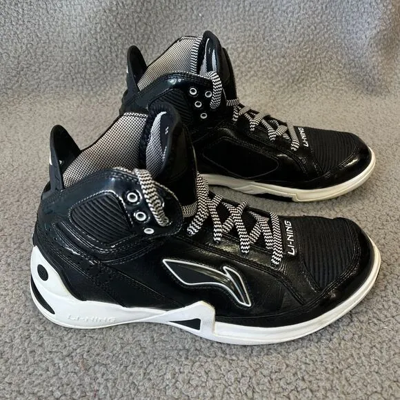 Li-Ning Basketball Shoes Mens  10.5 Athletic Black White Sneakers