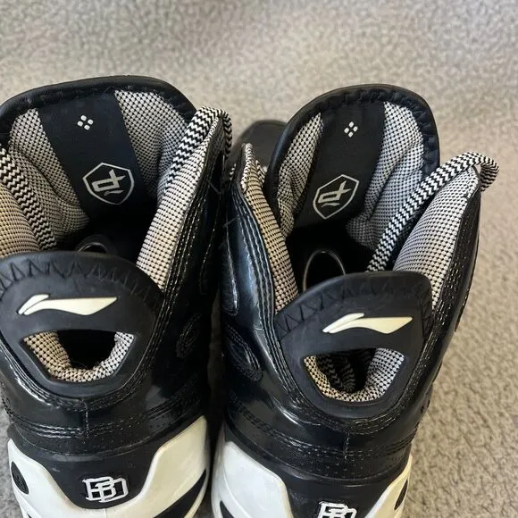 Li-Ning Basketball Shoes Mens  10.5 Athletic Black White Sneakers