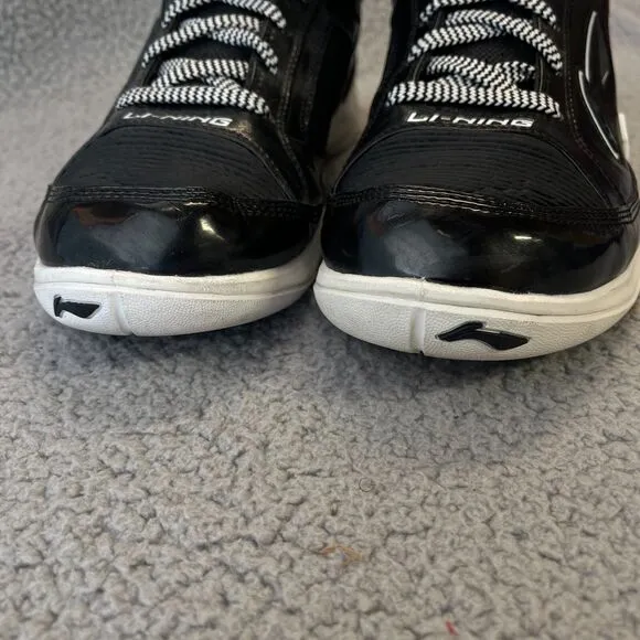 Li-Ning Basketball Shoes Mens  10.5 Athletic Black White Sneakers