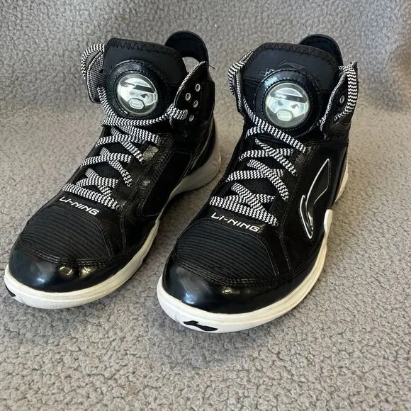 Li-Ning Basketball Shoes Mens  10.5 Athletic Black White Sneakers