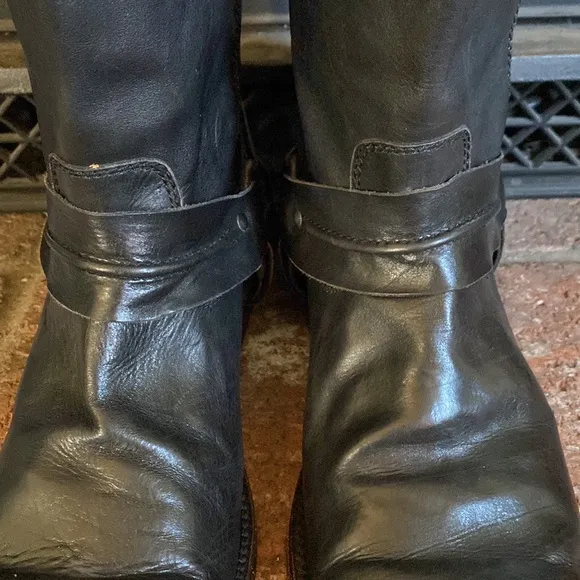 LIBERTY Black Leather Harness Moto Biker Boots Western Trail MENS SZ 11 Mexico