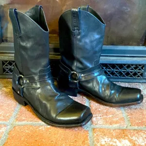LIBERTY Black Leather Harness Moto Biker Boots Western Trail MENS SZ 11 Mexico