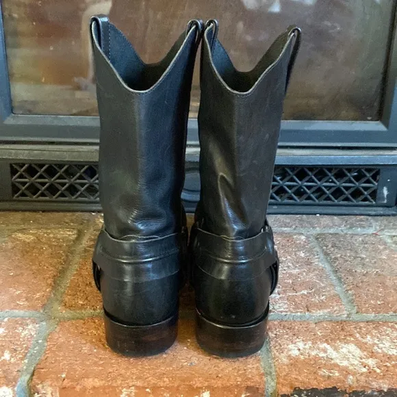 LIBERTY Black Leather Harness Moto Biker Boots Western Trail MENS SZ 11 Mexico
