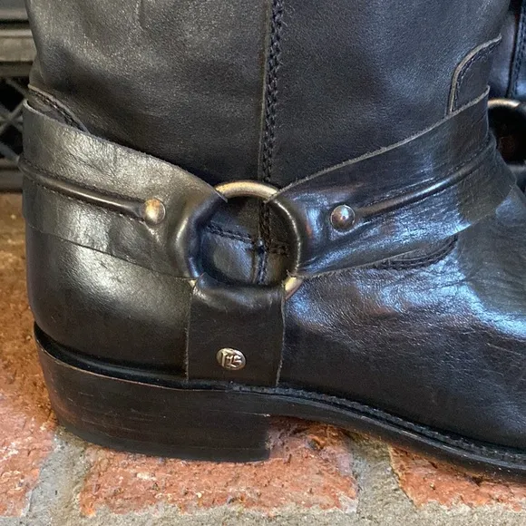 LIBERTY Black Leather Harness Moto Biker Boots Western Trail MENS SZ 11 Mexico