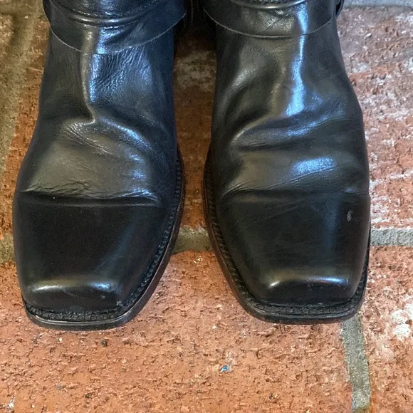 LIBERTY Black Leather Harness Moto Biker Boots Western Trail MENS SZ 11 Mexico