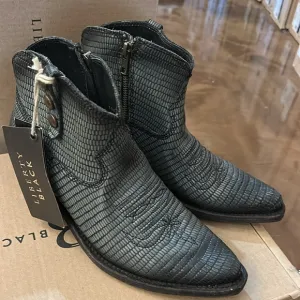 Liberty Black lizard nobuck booties Black Textured Ankle Boots