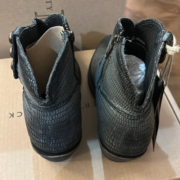 Liberty Black lizard nobuck booties Black Textured Ankle Boots