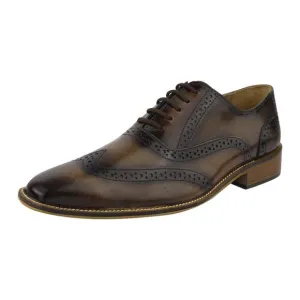 LIBERTYZENO Mens Brown Leather Oxford Style Dress Shoes