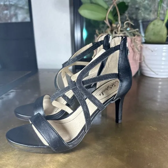 LifeStride Women Heeled Sandal Masquerade Strappy Zipper Open Toe Dressy Black 7
