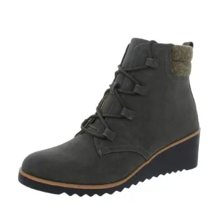 LifeStride Womens Zone Leather Ankle Wedge Boots