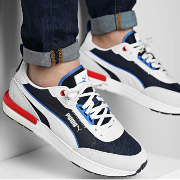 LIKE NEW Puma Royal Blue White Black Sneakers Lifestyle Shoes Sporty Style 8