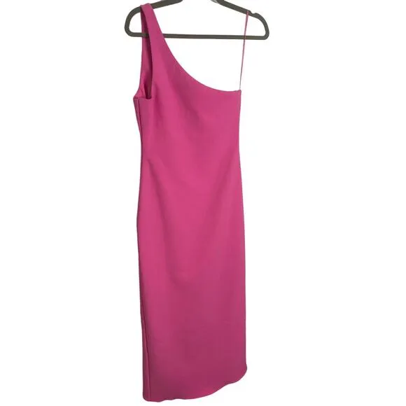 LIKELY Merilou Midi Dress One-Shoulder Front Twist Preppy Formal Gala Pink Sz 2