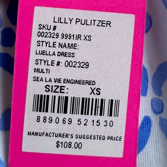 Lilly Pulitzer Luella Dress 100% Pima Cotton Coastal Soft Blue Pink Tank Dress
