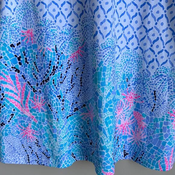 Lilly Pulitzer Luella Dress 100% Pima Cotton Coastal Soft Blue Pink Tank Dress