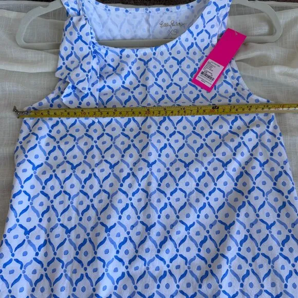 Lilly Pulitzer Luella Dress 100% Pima Cotton Coastal Soft Blue Pink Tank Dress