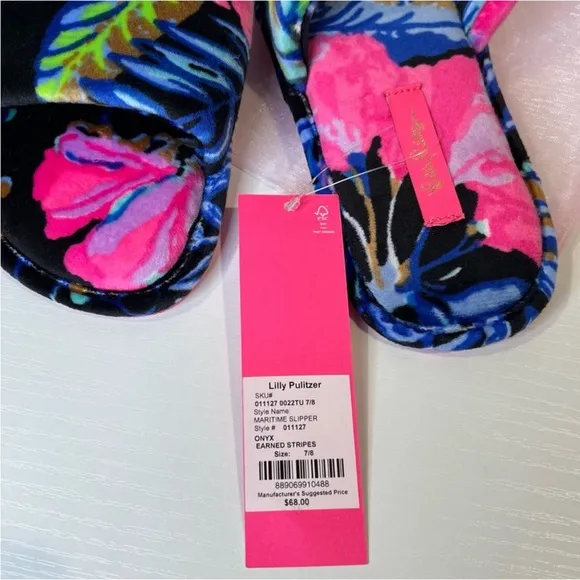 Lilly Pulitzer Maritime Slippers, Onyx Earned Stripes