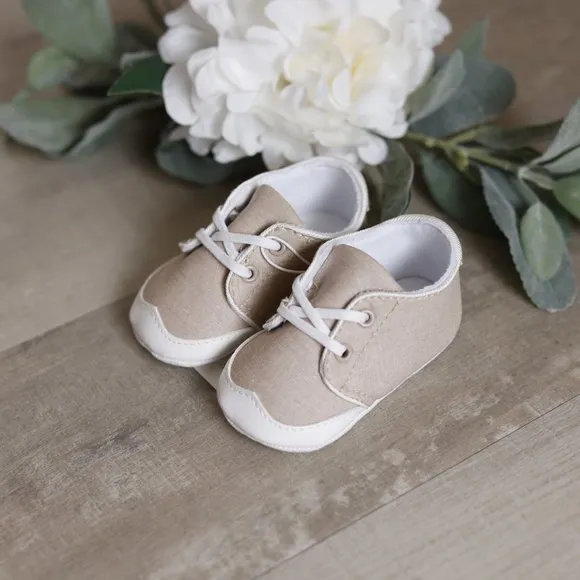 Linen Baby Boy Dressy Short Set Boutique Ivory Flax/Khaki Portrait Vacation NWT