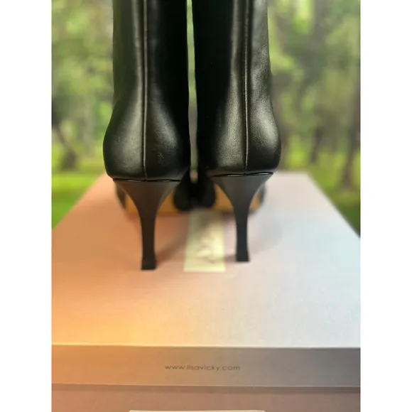 Lisa Vicky Black Arthaul-V Leather Ankle Boots Size 10M