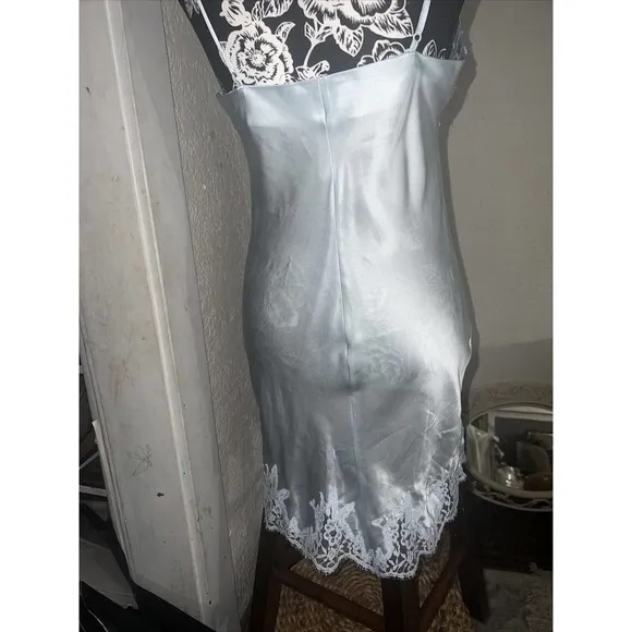 Lise Charmel Silk Slip Dress Nightie Small Womens Luxury Nightwear Blue