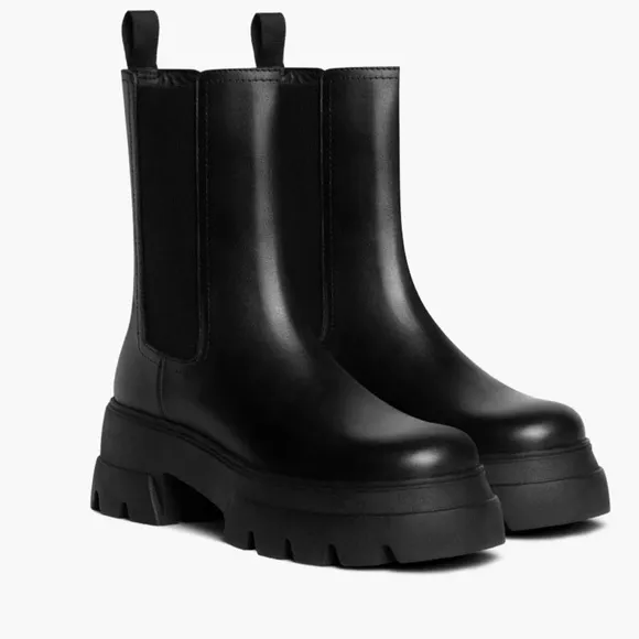 LITA By Ciara Chelsea Mid High Leather Black Boots for Women, SZ. EU 36 / US 5.5