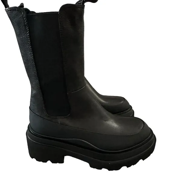 LITA By Ciara Chelsea Mid High Leather Black Boots for Women, SZ. EU 36 / US 5.5