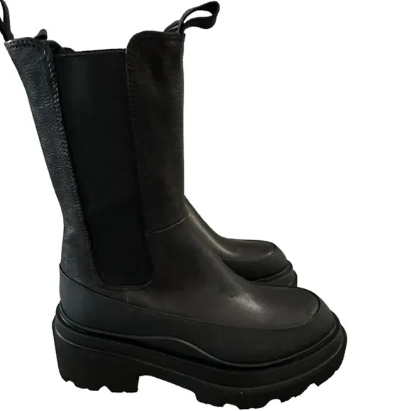 LITA By Ciara Chelsea Mid High Leather Black Boots for Women, SZ. EU 36 / US 5.5