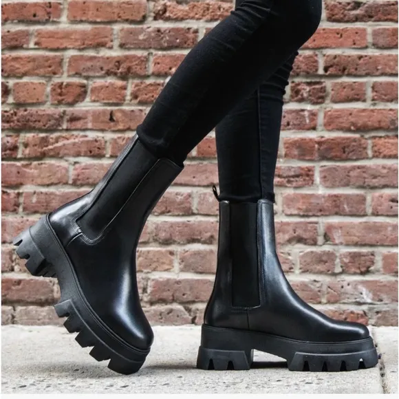LITA By Ciara Chelsea Mid High Leather Black Boots for Women, SZ. EU 36 / US 5.5