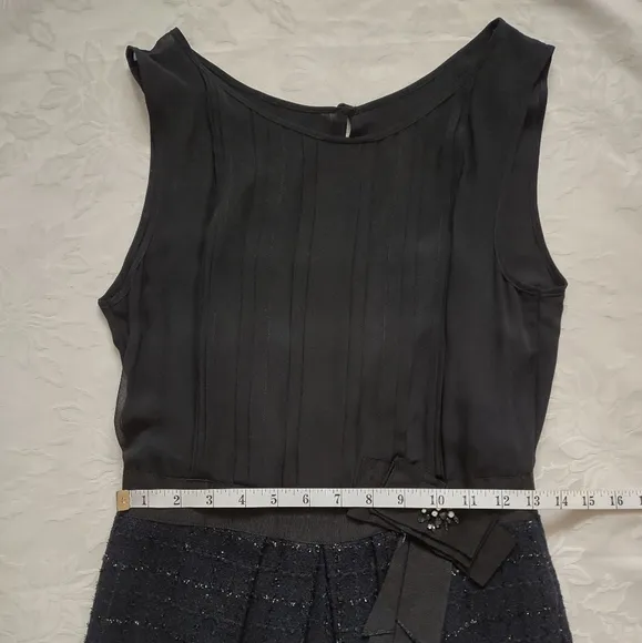 Little black dress chiffon checkerboard tweed cocktail evening dress