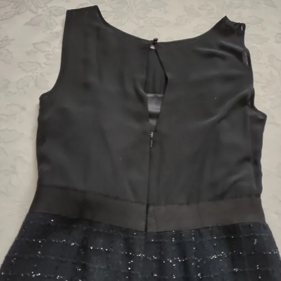 Little black dress chiffon checkerboard tweed cocktail evening dress