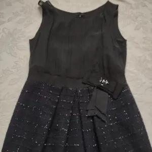 Little black dress chiffon checkerboard tweed cocktail evening dress