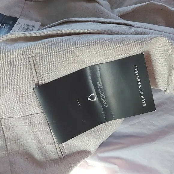 Liz Claiborne Mens Cream LINEN Trouser Pants Neutral Preppy Luxe Sz.38x32