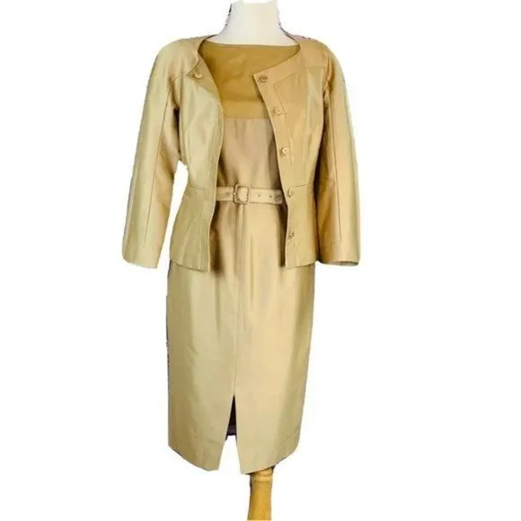 L.K. Bennet Suit 3Pc Dress Silk Set Elegant London International Luxury Fashion